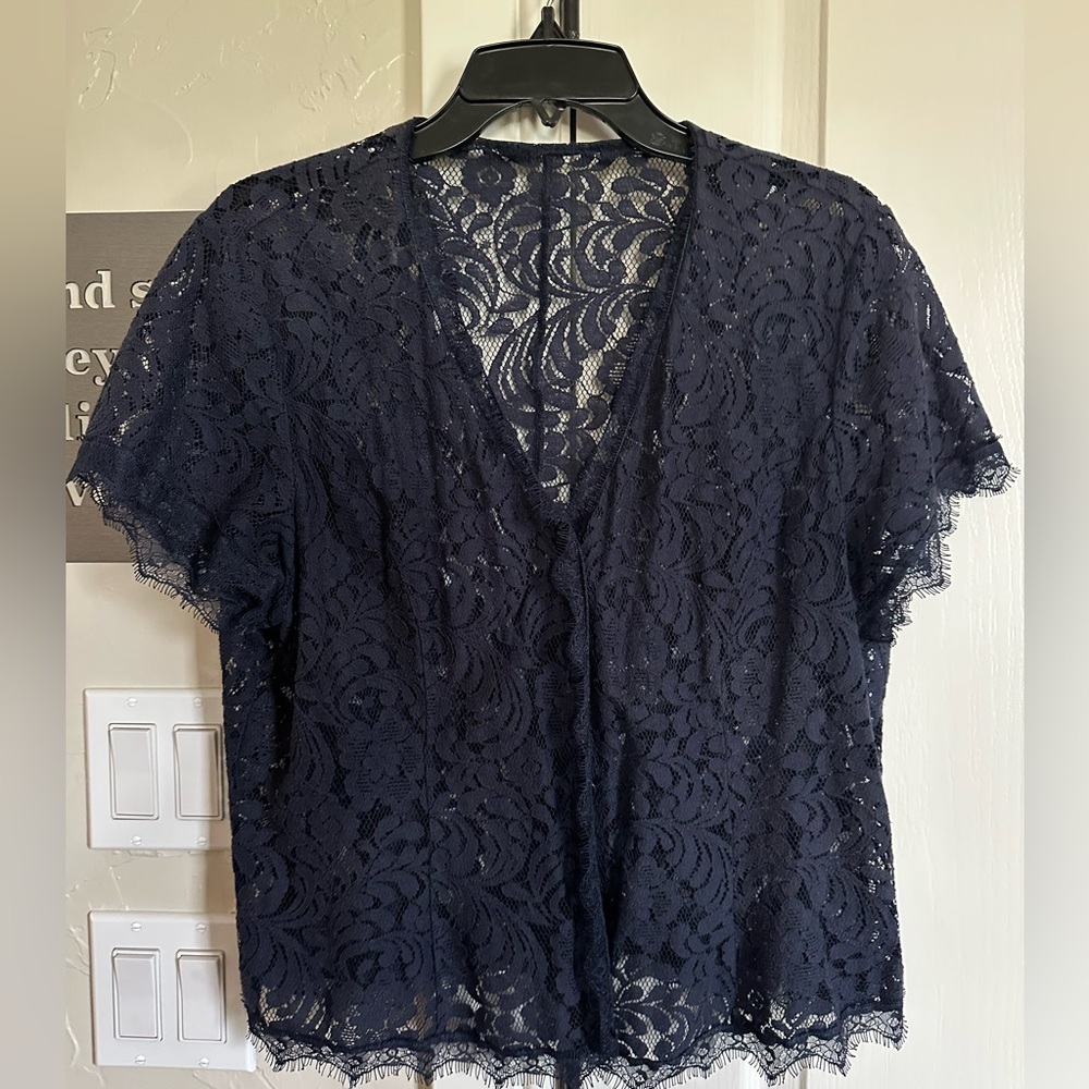 Cabi navy lace London top bolero